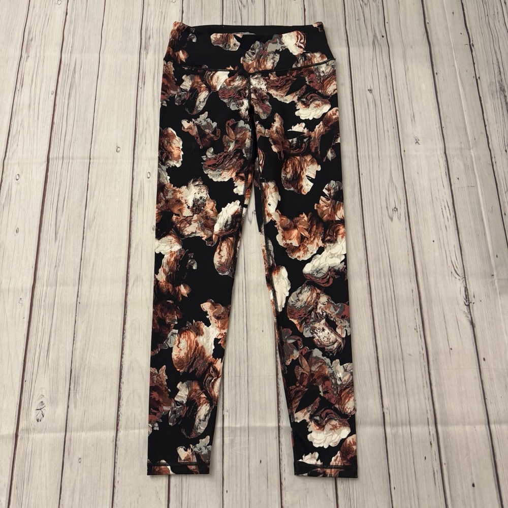 Victoria Sport Knockout Leggings‎ Black Rose Floral Womens Medium Activewear